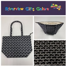 Large Tote Bag With Zip - Black Cats on Dark Grey Large Tote Bag With Zip - Black Cats on Dark Grey
